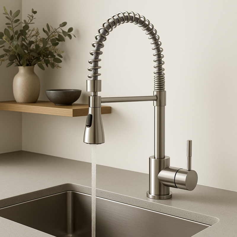 Quadri Derby keverőcsaptelep flexibilis kifolyóval és 2 funkciós zuhanyfejjel, rozsdamentes acél 1208955916